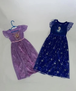 DISNEY PRINCESS Dress Bundle Of 2 Elsa &Repunzel NIGHTGOWN COSTUME GOWN DRESS UP - Picture 1 of 7