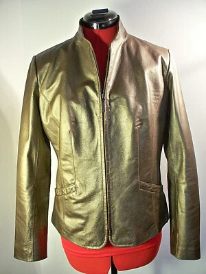 Chaqueta BERNARDO cuero genuino bronce/dorado, talla S Foto 1 de 4