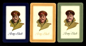 AUSTRALIAN ADVERTISING THREE PLAYING CARD ARMY CLUB SERVICE MEN CIGARETTES - Picture 1 of 1