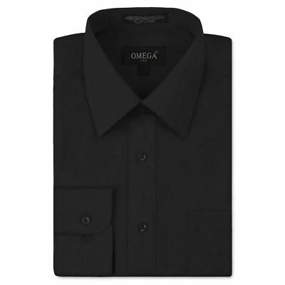 NEW Omega Italy Men's Dress Shirt Long Sleeve Solid Color Regular Fit 10 Colors - Image 1 of 2