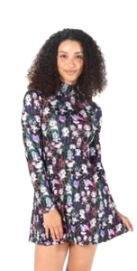 TOKIDOKI Gem Friends Skater Dress Black Colorful Print Sz Large Long Sleeves - Picture 1 of 10