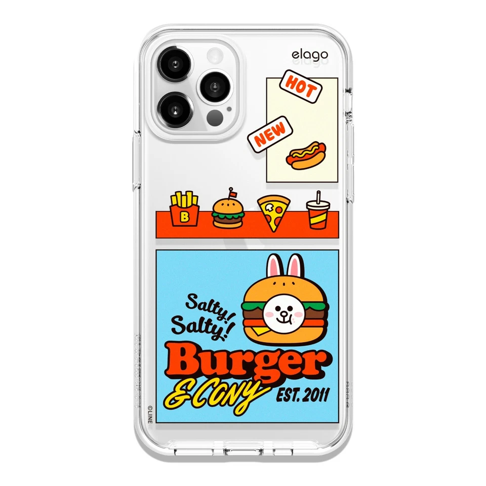  LINE FRIENDS | Funda elago iPhone 12 - Funda Burger Time [Mercancía Oficial] Foto 1 de 1