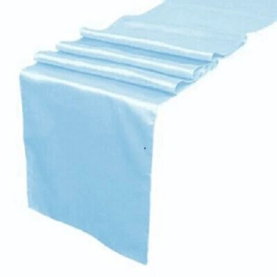 Baby Blue Satin Table Runners Chair Swag Wedding Party Decoration 12"X108" +FS - Image 1 of 3