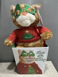 DanDee Avanti Cat In A Box Sweater "I Love This Holiday" Plush New Original Tags - Picture 1 of 9