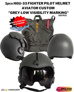 1 pieza HGU-33 CASCO DE PILOTO DE COMBATE AVIADOR PERSONALIZADO "GRIS CLARO BAJA VISIBILIDAD" - Imagen 1 de 6