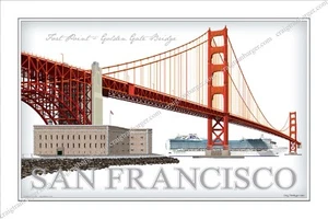 Bridge,Golden Gate,Bridge,Fort,Point,San Francisco,Presidio,Princess - Picture 1 of 5