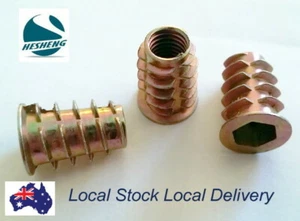 M4 M5 M6 M8 M10 Flange Insert Nuts Hex Socket Wood Timber Nut Inserts Zinc Alloy - Picture 1 of 6