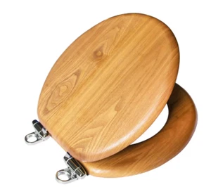 Round Closed Front Toilet Seat Warm Honey Oak Design House Dalton Rustic Motif - Picture 1 of 15