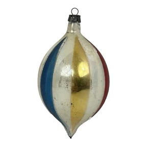 Vintage Glass Fantasia Teardrop Striped Poland Christmas Ornament a - Picture 1 of 5