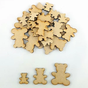 20 x Madera MDF Oso de Peluche Artesanal Forma Decoración Etiquetas Adornos Arte bebé - Imagen 1 de 4