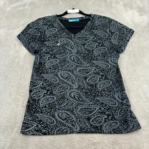 Fresh Produce Shirt Top Womens Large Blue Paisley AOP Cotton Pullover USA Made - Picture 1 of 14