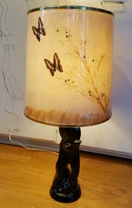 Will o the Wisp Van Briggle 1940s Flora Lamp with Butterfly Milkweed Lamp Shade - Picture 1 of 12