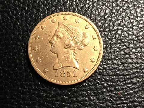 1851 10.00 Liberty Gold Coin Higher Grade But Scratches On The Obverse Cover