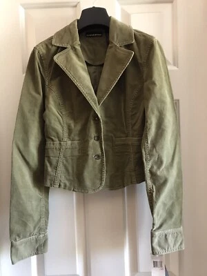 DKNY JEANS Chaqueta Blazer Recortada Pana Oliva Talla XS Nueva con Etiquetas Foto 1 de 3