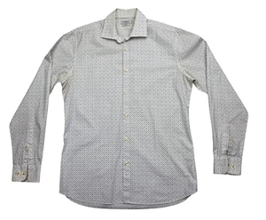 J.LINDEBERG Men's White Black Long Sleeve Slim Fit Geometric Pattern Shirt - M - Picture 1 of 12
