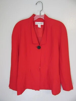 Chaqueta forrada CHRISTIAN DIOR roja vintage 6 Executive Business botón cierre a presión Foto 1 de 4