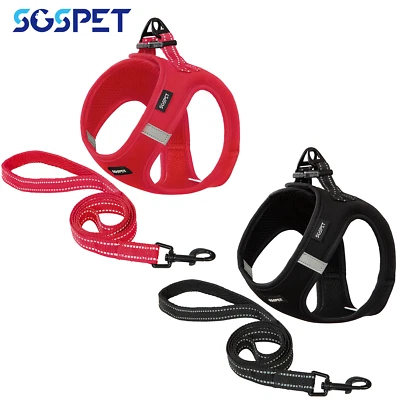3XS-L Pet Puppy Harness Breathable Mesh And Leash Set Vest Chest Strap Small Dog - Image 1 of 4