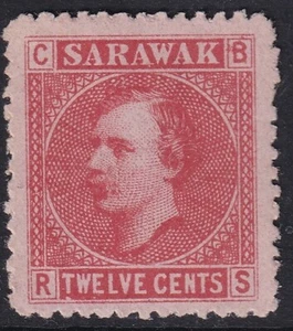 Sarawak 1875 12c Rosa Roja-Pálida SG7 - montado como nuevo - Imagen 1 de 2