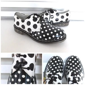 NEW CULT 100% LEATHER BLACK/WHITE POLKA DOTS SHOES Sz-US 6/7 - Picture 1 of 12