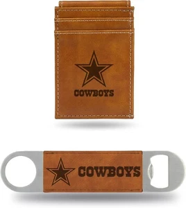 DALLAAS COWBOYS---Black Laser Engraved Front Pocket Wallet & Bar Blade - Picture 1 of 2