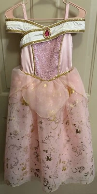 VESTIDO DISFRAZ PRINCESA AURORA PRINCESA BELLA DURMIENTE TIENDA DISNEY TALLA 9/10 ORO ROSA Foto 1 de 4