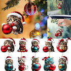 Cute Cat Christmas Ornament Acrylic Xmas Tree Hanging Pendant Decoration Supply