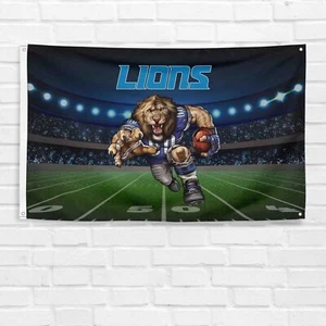 For Detroit Football Fans 3x5 ft Mascot Flag Gift Banner - Picture 1 of 1