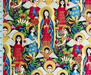 Coro Dorado Golden Choir Folklorico Alexander Henry Cotton Fabric w/ Gold Accent - Picture 1 of 12