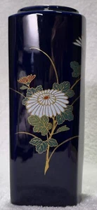 VINTAGE PORCELAIN VASE FUKAGAWA JAPANESE VASE CHRYSANTHEMUM BLUE & GOLD - Picture 1 of 8