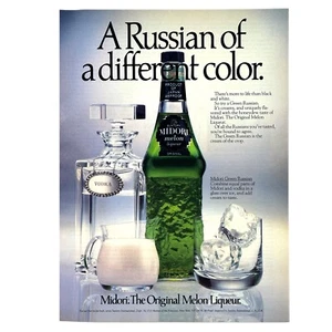 Midori Melon Liqueur Vintage 1983 Print Ad 80s Retro Alcohol Russian Cocktail - Picture 1 of 1