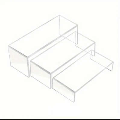 3 Pcs Acrylic Display Risers Stand Shelf Clear Dessert table Set 3 Steps  - Image 1 of 4