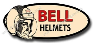 BELL HELMETS MACHINE CUT METAL SIGN.CLASSIC MOTORCYCLE HELMETS 11.5" X 5" - Picture 1 of 1