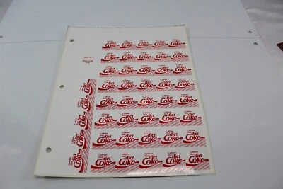  Hoja de etiquetas publicitarias 1989 pegatinas dieta libre de cafeína Coca-Cola MSA12775 vintage Foto 1 de 4