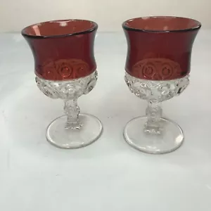 2 Vintage Kings Crown Ruby Red Thumbprint (Souvenir of Kansas City, Mo - Picture 1 of 9