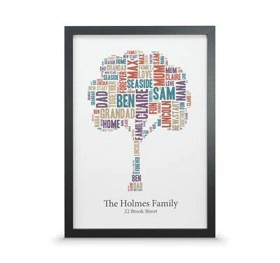 Personalised Family Tree Print – Custom Word Art Gift for Mum, Dad & Grandparent - Image 1 of 4