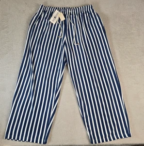 White Stag Plus Pants Womens Size 22 Navy Blue White Striped Deadstock Nautical - Picture 1 of 16