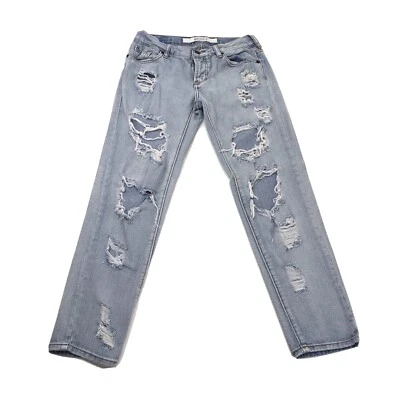 Brandy Melville Womens Size 23 Button Fly Distressed Boyfriend Denim Jeans Blue - Изображение 1 из 4