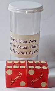Authentic Santa Fe Las Vegas Casino Craps Dice Pair Red Frosted MIxed Serial #s - Picture 1 of 3