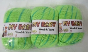 My Baby Wool Silk Cashmere Blend Two Tone Green Ombre Yarn 3 Skeins News - Picture 1 of 9
