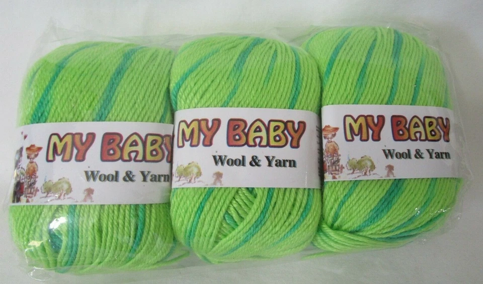 My Baby Wool Silk Cashmere Blend Two Tone Green Ombre Yarn 3 Skeins News - Image 1 of 4