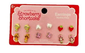 Strawberry Shortcake Earrings Nickel-Free Set of 6 Pairs NEW - Picture 1 of 2