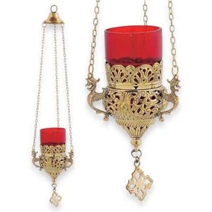 Hanging Vigil Lamp - Orthodox Candles - FREE Gift - WIcks and Cork Floats - Picture 1 of 5