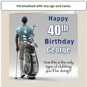 Personalised Golf Birthday Card 40th Uncle Brother Grandad Son Nephew GOLF-7 - Picture 1 of 6