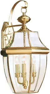 Lancaster Polished Brass Traditional Outdoor Wall Lantern Sconce 3-Light - Picture 1 of 4