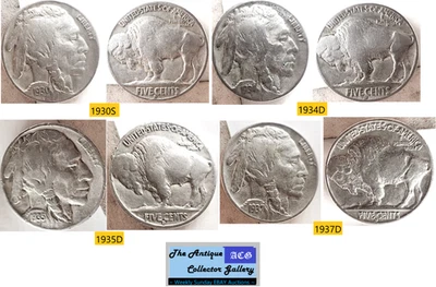 US Denver & San Francisco Mint Buffalo Nickels🪙Antique⌛As Depicted - Image 1 of 4