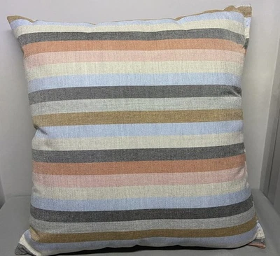 NUEVO Juego de 2 Almohadas parasol DUSK Azul Marrón Coral Rayas Cuadradas 746118 Foto 1 de 4