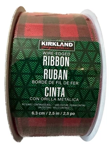 Kirkland Christmas Wire-edged Red/Black Checkered Ribbon, 2.5" wide, 50 yards - Picture 1 of 2