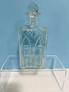 VTG Clear Glass Decanter with Stopper~Cathedral Window Design~8” Tall~Pristine! - Picture 1 of 13