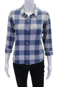 Faherty Womens Long Sleeve Plaid Button Down Shirt Blue Size 10 - Picture 1 of 6
