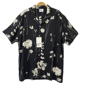 Level Ten Floral Camp Shirt Men L Black White Short Sleeve Button Up Cottagecore - Picture 1 of 7